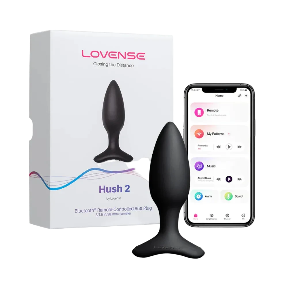 Lovense Hush 2 Bluetooth Remote-Controlled Vibrating Butt Plug Small 1.5 in